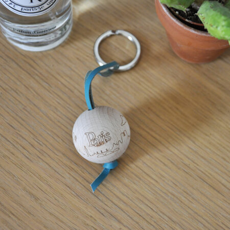 PORTE CLES PARIS CUIR ET BOIS